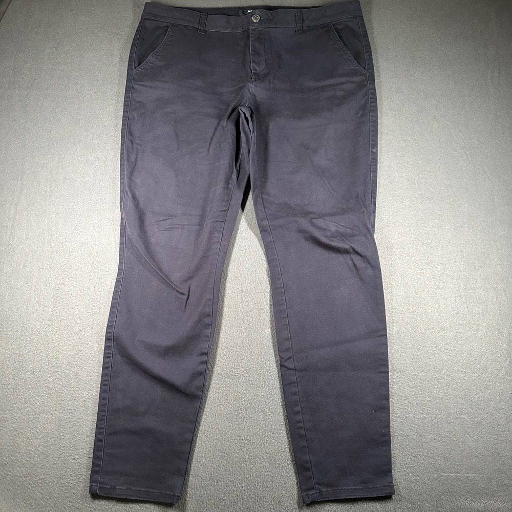 AERO Skinny Ankle Pants Womens 16 Long Navy Casual Chino Stretch Flat Front